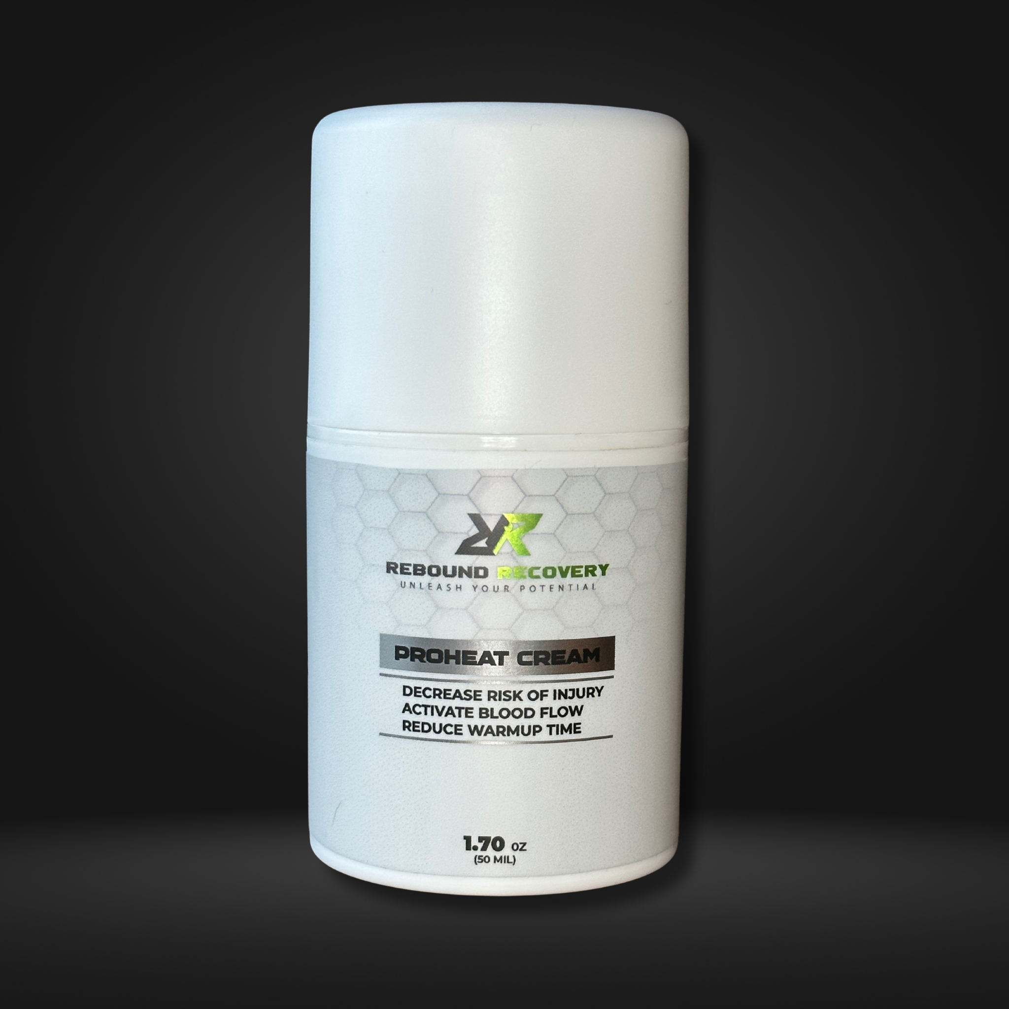 Natural Pre-workout warming topical by Rebound Recovery, ProHeat Cream.