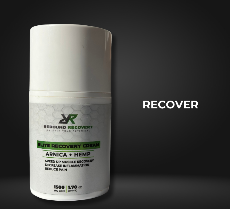 Rebound Recovery natural muscle recovery and pain relief cream, Elite Recovery Cream.