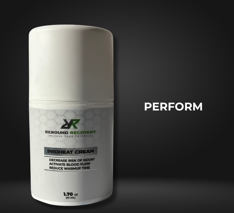 Rebound Recovery pre-workout warming cream, ProHeat Cream, for decrease muscle soreness before workout.
